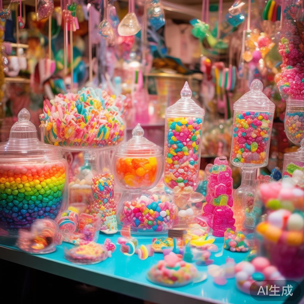 糖果派对楼顶的甜蜜狂欢之夜:幻想中的梦幻盛宴 在此次狂欢中,糖果元素被广泛运用。例如,色彩缤纷的