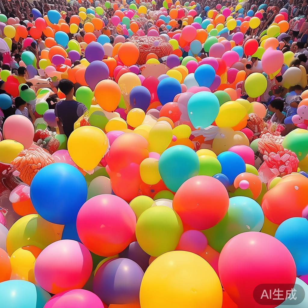 在欢快的氛围中，只有色彩斑斓的彩球和甜美的糖果才能